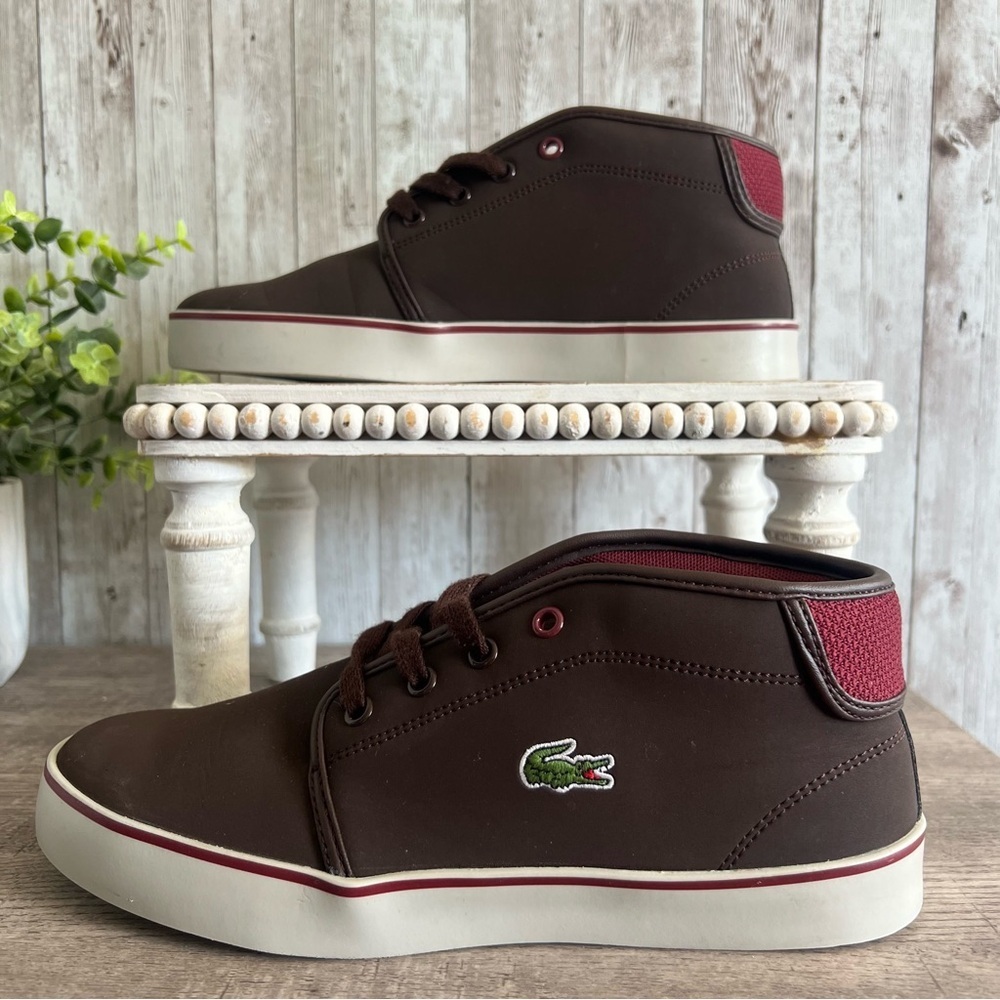 Lacoste High Top Unisex Lace Up Sneakers Preppy Tennis W6, M5